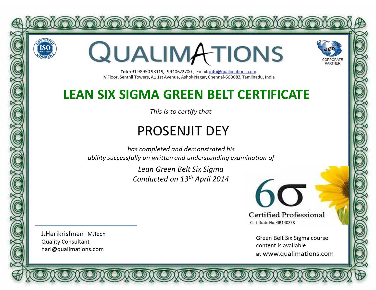 Six Sigma,green belt,black belt,training,certification,qa,qc With Regard To Green Belt Certificate Template